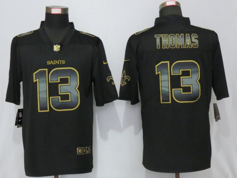Men New Orleans Saints 13 Thomas Black Gold Nike Stitched Vapor Untouchable Limited NFL Jersey